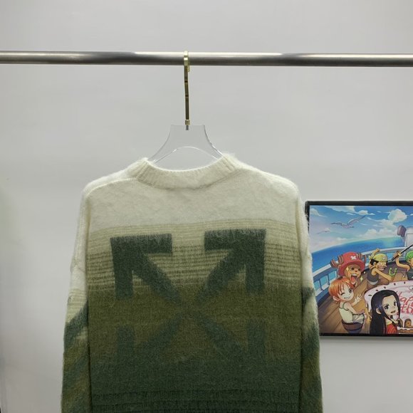 Off-White Classic Cross Arrows Loose Slouchy Green Sweater - Picture 4 of 9